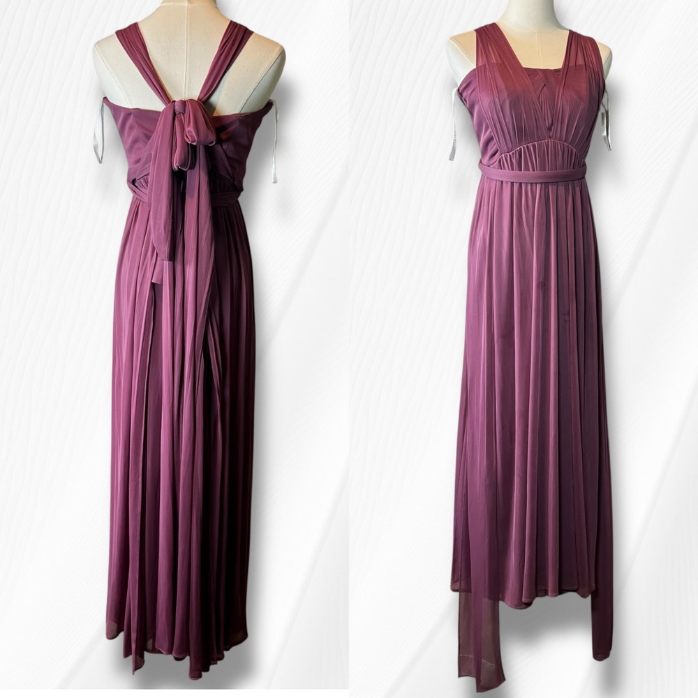 David's Bridal Bridesmaid Dress Convertible Maxi Gown Formal Mauve Size 8